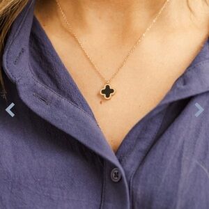 Rose Gold Lucky Charm Clover Double Sided Pendant Necklace